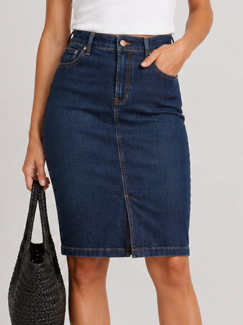 Talbots Denim Midi Pencil Skirt